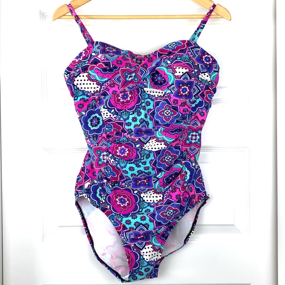 SPANX Love Your Assets Floral Swimsuit One Piece L